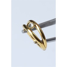 HD Piercing Iki Sıra Taşlı Gizli Kilit Halka Gold Piercing