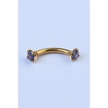 HD Piercing Koyu Hologram Taşlı Kaş & Rook Gold Piercing