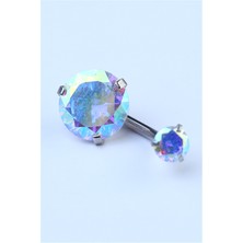 HD Piercing Hologram Tek Taş Büyük Boy Göbek Silver Piercing