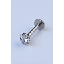 HD Piercing Yıldız Taş Labret Orta Boy Silver Piercing