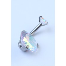 HD Piercing Hologram Tek Taş Büyük Boy Göbek Silver Piercing