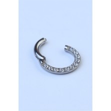 HD Piercing Yanı Taşlı Gizli Kilit Halkamini Boy Silver Piercing