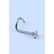 HD Piercing Hızma L Model Yuvarlak Taş Silver Piercing