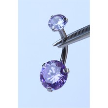 HD Piercing Mor Tek Taş Küçük Boy Göbek Silver Piercing