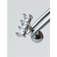 HD Piercing 3 Kare Baget Silver Piercing