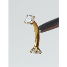 HD Piercing Yuvarlak Taşlı Kaş & Rook Gold Piercing