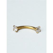 HD Piercing Yuvarlak Taşlı Kaş & Rook Gold Piercing