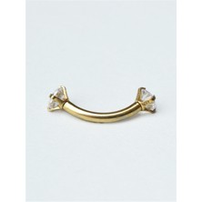 HD Piercing Yuvarlak Taşlı Kaş & Rook Gold Piercing