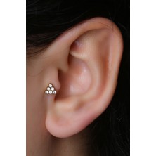 HD Piercing Altı Taşlı Piramit Gold Piercing