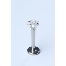 HD Piercing Kare Taş Labret Küçük Boy Silver Piercing