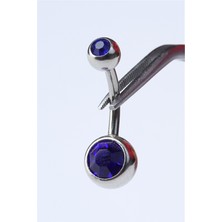 HD Piercing Düz Safir Taş Göbek Silver Piercing