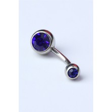 HD Piercing Düz Safir Taş Göbek Silver Piercing