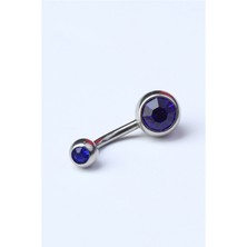 HD Piercing Düz Safir Taş Göbek Silver Piercing