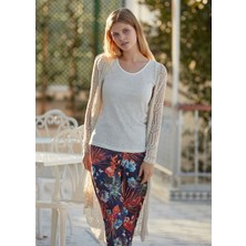 Miss Loren 3 'lü Hırkalı PIJAMATAKIMI-1616-LACIVERT Çiçekli