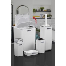 Okyanus Home Beyaz Kare Kromlu 5'li Banyo Seti