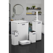 Okyanus Home Beyaz Kare Kromlu 5'li Banyo Seti