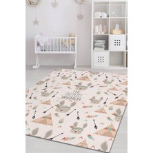 Homshtag En Tatlı Savaşçı Pamuklu Dokuma Tabanlı Yıkanabilir Kaymaz Dekoratif Çocuk Odası Halısı