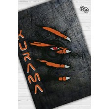 Homshtag Kurama Siyah Turuncu Renkli Halı Modern Halı Desenli Anime Sever Halı Hediyelik Halı