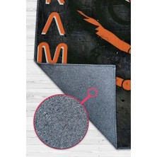 Homshtag Kurama Siyah Turuncu Renkli Halı Modern Halı Desenli Anime Sever Halı Hediyelik Halı
