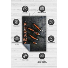 Homshtag Kurama Siyah Turuncu Renkli Halı Modern Halı Desenli Anime Sever Halı Hediyelik Halı
