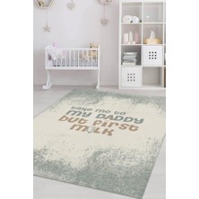 Homshtag Beni Babama Ver Pamuklu Dokuma Tabanlı Yıkanabilir Kaymaz Dekoratif Çocuk Odası Halısı