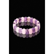 Asya Gems Ametist – Pembe Kuvars Doğal Taş Bileklik 8 x 14 mm Özel Kesim
