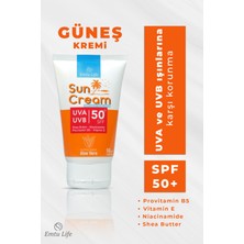 Emtu Life 50 SPF+ Güneş Kremi Tüm Cilt Tipleri İçin Leke Karşıtı, Aloe Vera ve Vitamin E içerir 50 ml