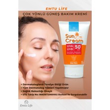 Emtu Life 50 SPF+ Güneş Kremi Tüm Cilt Tipleri İçin Leke Karşıtı, Aloe Vera ve Vitamin E içerir 50 ml