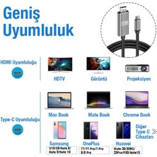 Coofbe 1.8 Metre Type-C To Hdmi 4K 60Hz Ses ve Görüntü Kablosu, Telefon, Tablet, Pc Hdmi Kablosu