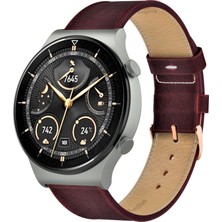 Vagave Huawei Watch 46mm 22mm Deri Kordon Watch GT4 Ultimate Gt2 E Gt2e Gt2pro Gt3 Pro Gt3pro Watch 4 Pro Gt 2 3 4 Pro Se 2e Elite Bordo Renk Deri Kayış 46 22mm