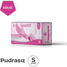 Haspet Pembe Nitril Pudrasız Eldiven - S