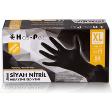 Haspet Kalın Siyah Nitril Pudrasız Eldiven - Xl