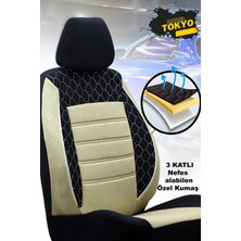 Kethline Fiat / Tofaş Doğan Uyumlu Bej Oto Koltuk Kılıfı (Tam Takım Ön Arka Araç Koltuk Kılıfı)