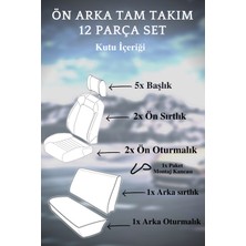 Kethline Fiat / Tofaş Doğan Uyumlu Bej Oto Koltuk Kılıfı (Tam Takım Ön Arka Araç Koltuk Kılıfı)