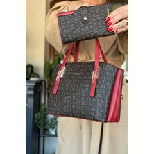 Just Polo Kadın Baskı Desenli Omuz Çanta ve Cüzdan Seti 92066-GD
