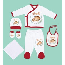 Bk Kids Kişiye Özel Hastane Çıkışı, Bebek Kıyafeti, Yeni Doğan Bebek Hediyesi, 6 Parça Kırmızı Bebek Elbise Giyim Seti-30