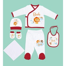 Bk Kids Kişiye Özel Hastane Çıkışı, Bebek Kıyafeti, Yeni Doğan Bebek Hediyesi, 6 Parça Kırmızı Bebek Elbise Giyim Seti-10