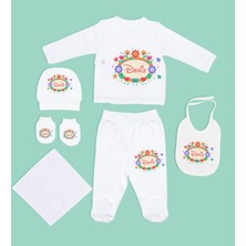 Bk Kids Kişiye Özel Hastane Çıkışı, Bebek Kıyafeti, Yeni Doğan Bebek Hediyesi, 6 Parça Beyaz Bebek Elbise Giyim Seti-15