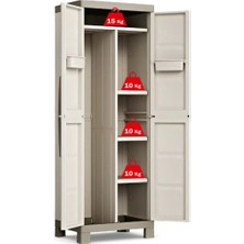 Sadece Nette Fırçalıklı Bahçe Dolabı, Ayaklı Balkon Dolabı, Lüks Plastik Dolap Bej