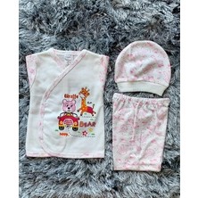 Babush Kız Bebek 3'lü Pijama Takımı Hastane Çıkışı Pembe Animal Desen