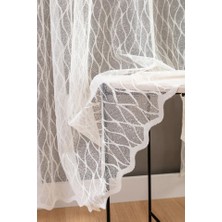 Evdepo Home Taç Baklava Desen, 1/3 Sık Pile Tül Perde, Tek Kanat - Krem 100 X 240 Cm