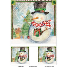 Lineart Y494 Joy To The World, Kardan Adam, Kırmızı, Yeşil Desenli Pirinç Dekopaj 30X42