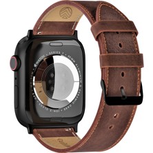 Vagave Apple Watch 42MM 44MM 45MM 49MM Ultra Ultra 2 Seri 3 / 4 / 5 / 6 / Se / 7 / 8 / 9 Taba Rengi Deri Kordon Hakiki Deri Kayış