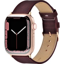 Vagave Apple Watch Uyumlu 42MM 44MM 45MM 49MM Ultra Ultra 2 - 2 3 / 4 / 5 / 6 / Se / 7 / 8 /9 Deri Kordon Hakiki Deri Kayış Bordo