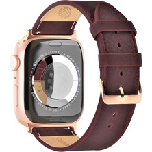 Vagave Apple Watch Uyumlu 42MM 44MM 45MM 49MM Ultra Ultra 2 - 2 3 / 4 / 5 / 6 / Se / 7 / 8 /9 Deri Kordon Hakiki Deri Kayış Bordo