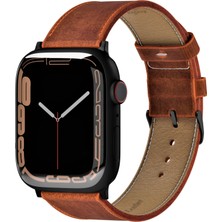 Vagave Apple Watch 42MM 44MM 45MM 49MM Ultra Ultra 2 Deri Kordon 3 / 4 / 5 / 6 / Se / 7 / 8 / 9 Hardal Rengi Deri Kayış