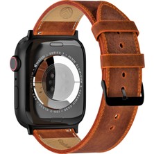 Vagave Apple Watch 42MM 44MM 45MM 49MM Ultra Ultra 2 Deri Kordon 3 / 4 / 5 / 6 / Se / 7 / 8 / 9 Hardal Rengi Deri Kayış