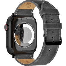 Vagave Apple Watch Deri Kordon 42MM 44MM 45MM 49MM Ultra Ultra2 - 2 / 3 / 4 / 5 / 6 / Se / 7 / 8 /9 HakikiDeri Kordon Gri Deri Kayış