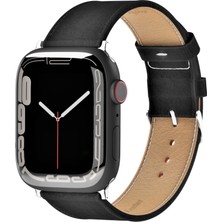 Vagave Apple Watch Siyah Kordon 42MM 44MM 45MM 49MM Ultra Ultra 2 Seri 3 / 4 / 5 / 6 / Se / 7 / 8 / Hakiki Deri Kayış