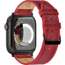 Vagave Apple Watch 42MM 44MM 45MM 49MM 3 / 4 / 5 / 6 / Se / 7 / 8 / Ultra Ultra 2 Kırmızı Deri Kordon Hakiki Deri Kayış